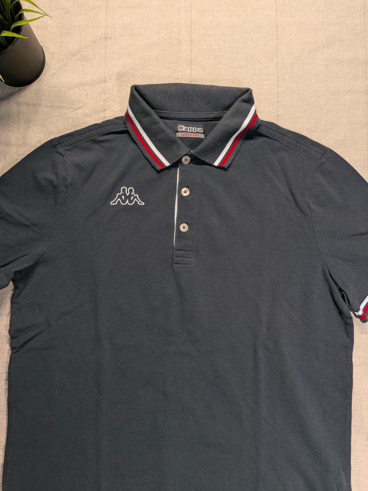 Kappa Polo Shirt Black Red White Collar imagen 3